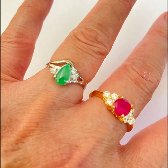 Gold rings Ruby ring red rings ruby gold rings - Picture 2 of 5